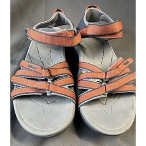 Teva Womens Tirra Strappy Sports Sandals Size 8 Orange/Navy #4266 Spider Rubber